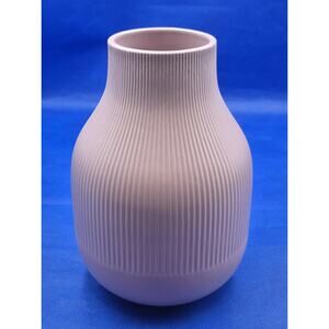 IKEA Gradvis Matte Pink Blush Ribbed Ceramic Vase 9.25"